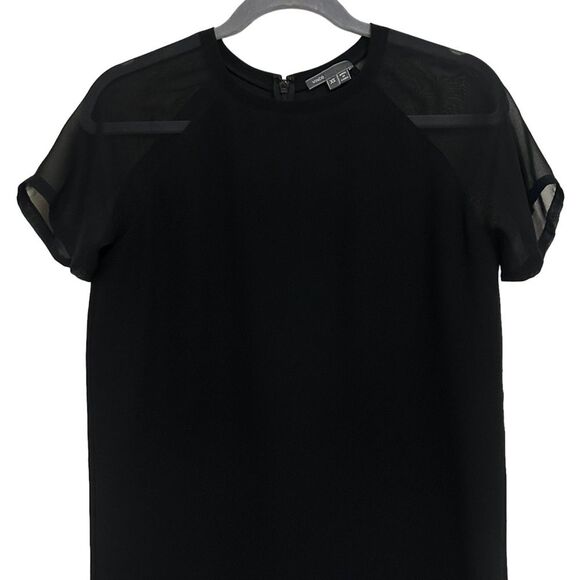 VINCE Black Sheer-Sleeve Loose Crepe Dress XS - Picture 6 of 15